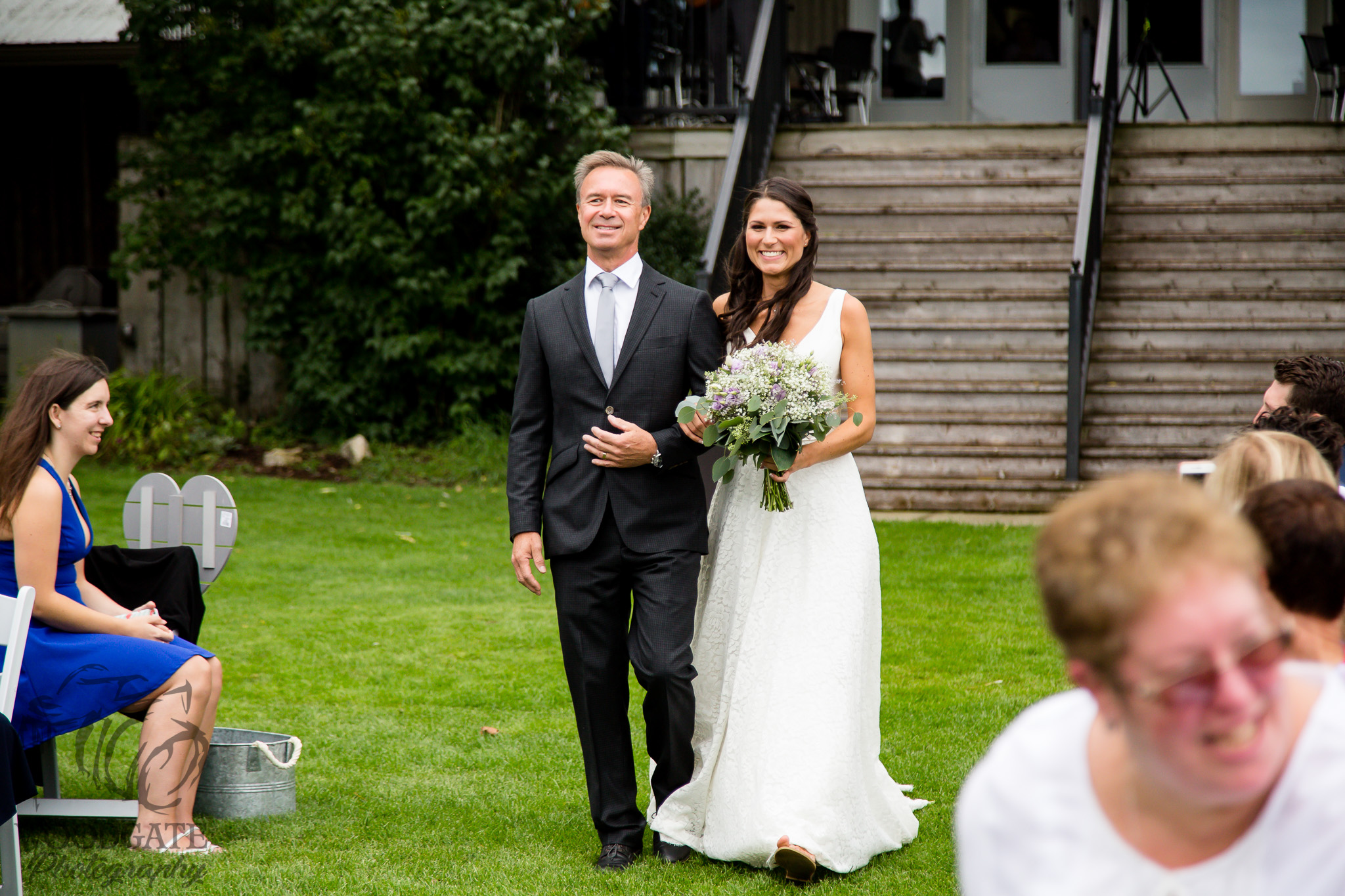 bride walking up aisle exeter ontario wedding photography