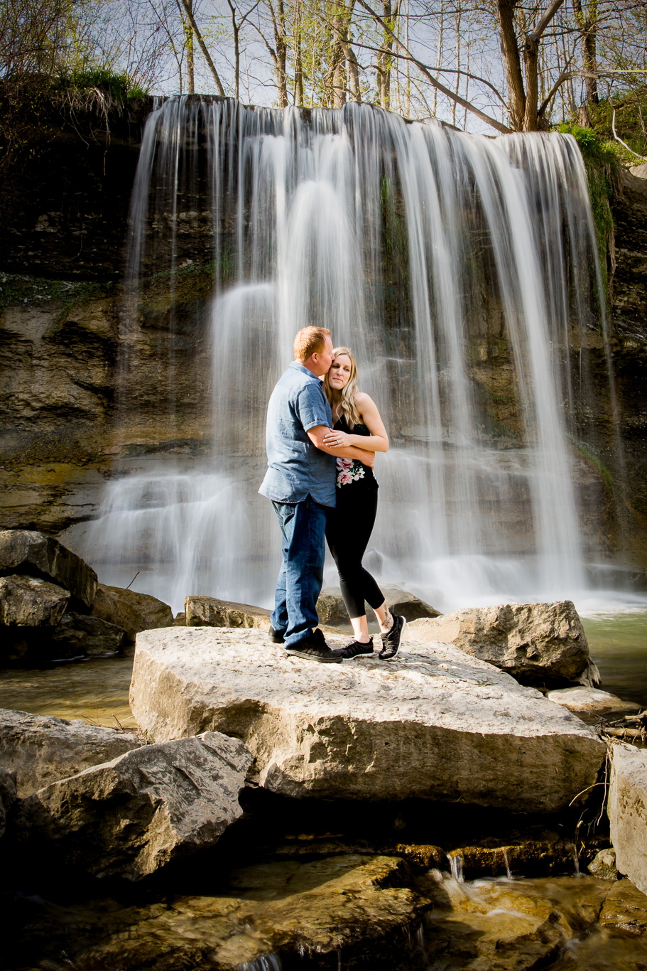 Engagement photos at Rock Glen waterfall