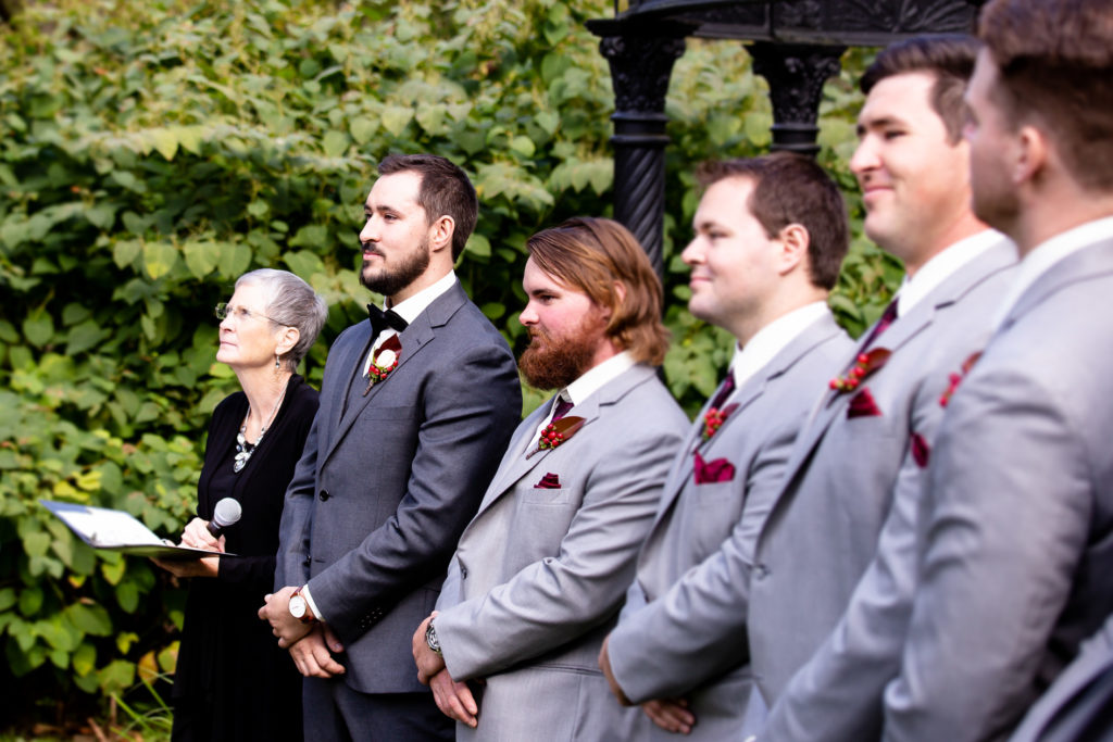 grooms reaction Elm Hurst wedding photography by london ontario photographer Woodgate Photography