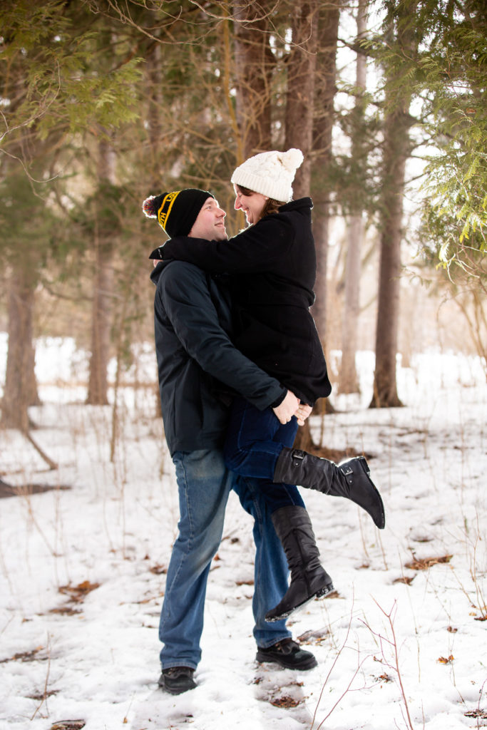 fun Winter engagement photos London Ontario