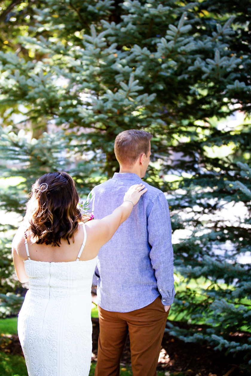 first look Small backyard wedding London Ontario