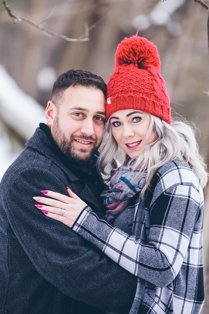 Winter engagement mill pond timeless pose