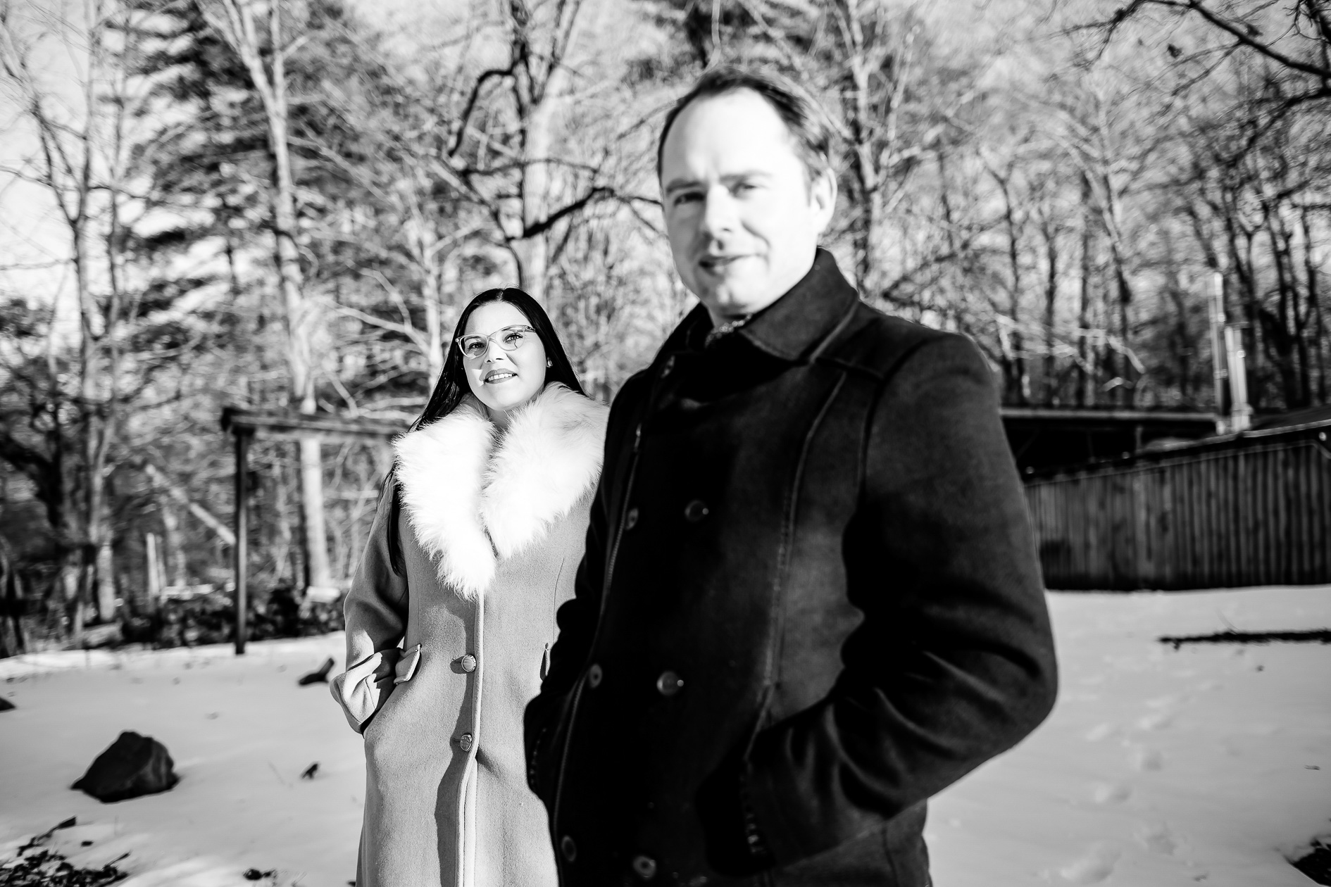 Winter engagement photography Springwater Conservation Area