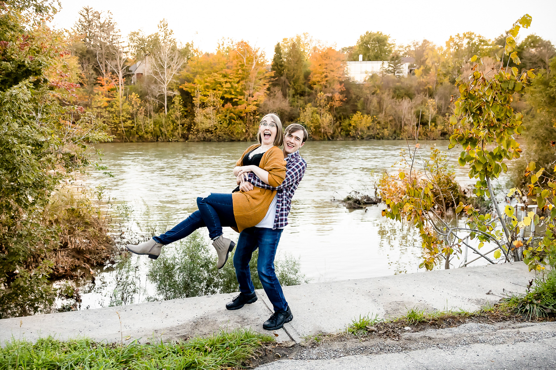 Fun fall engagement photos London Ontario