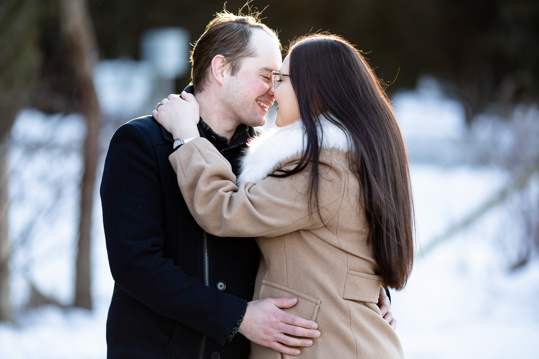 Winter engagement photography Springwater Conservation Area