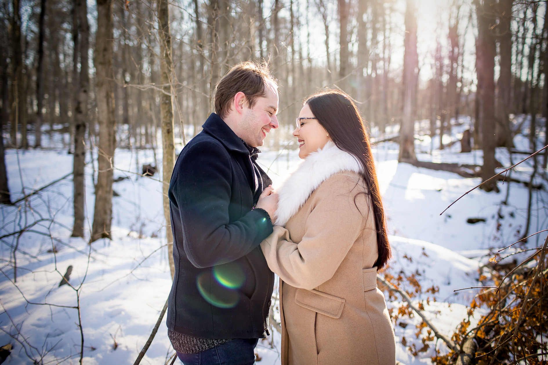 Winter engagement photography Springwater Conservation Area