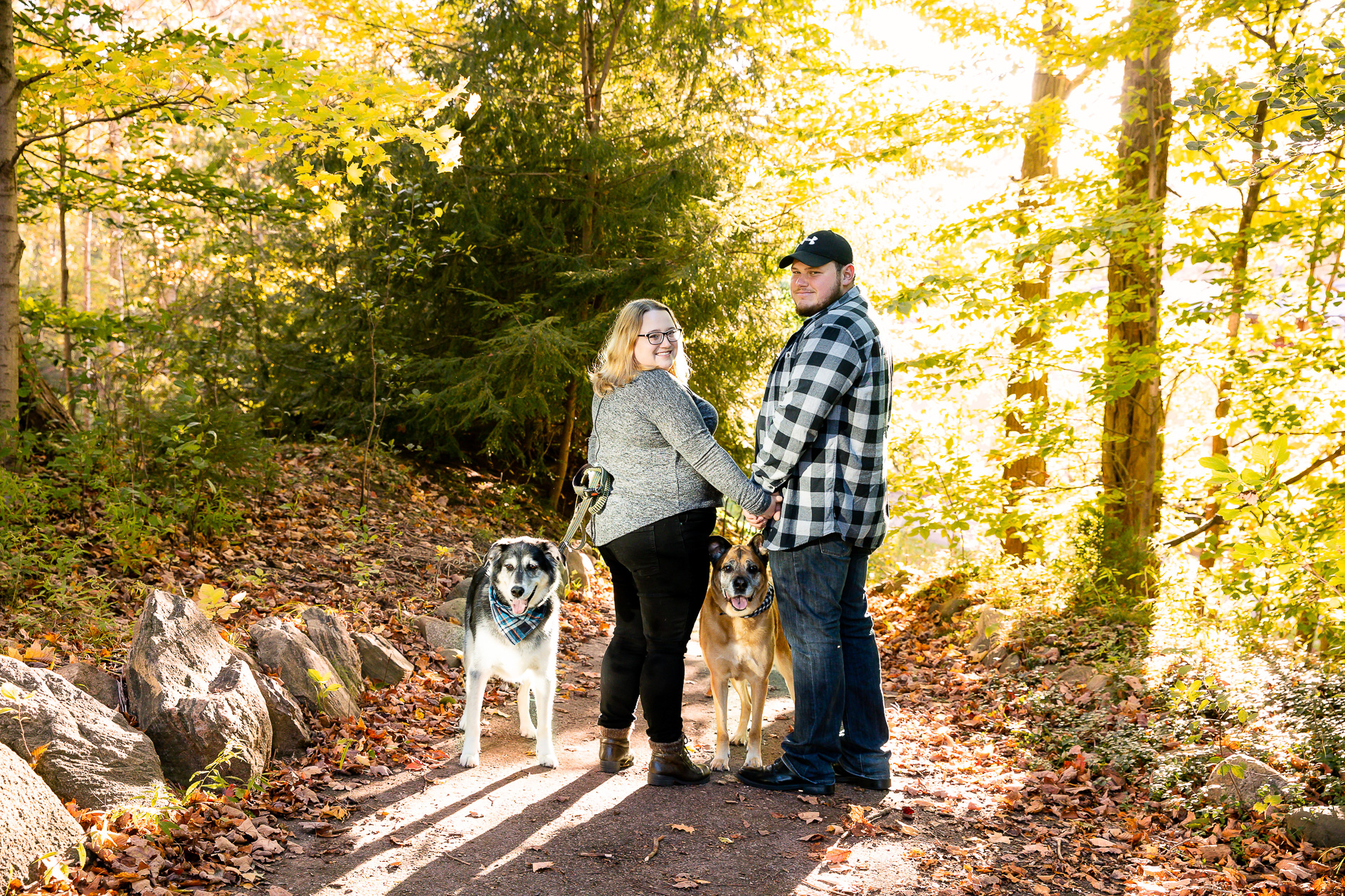 Fall engagement session with dogs London Ontario