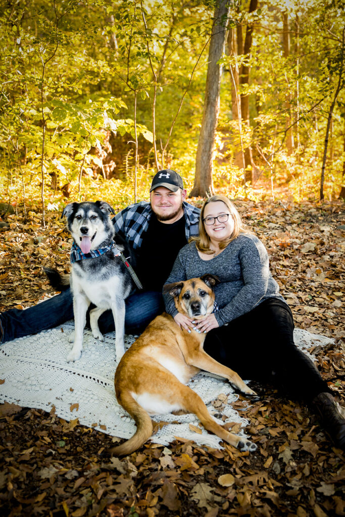 Fall engagement session with dogs London Ontario