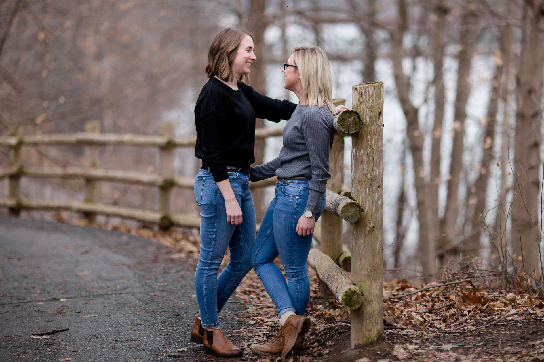 Winter engagement session at Civic Gardens