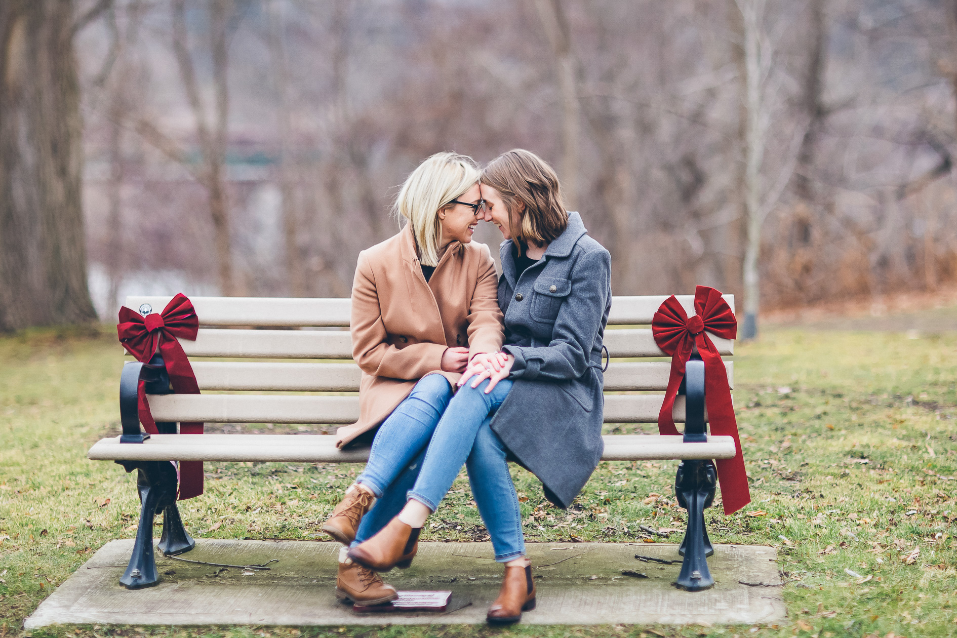 Winter engagement session at Civic Gardens