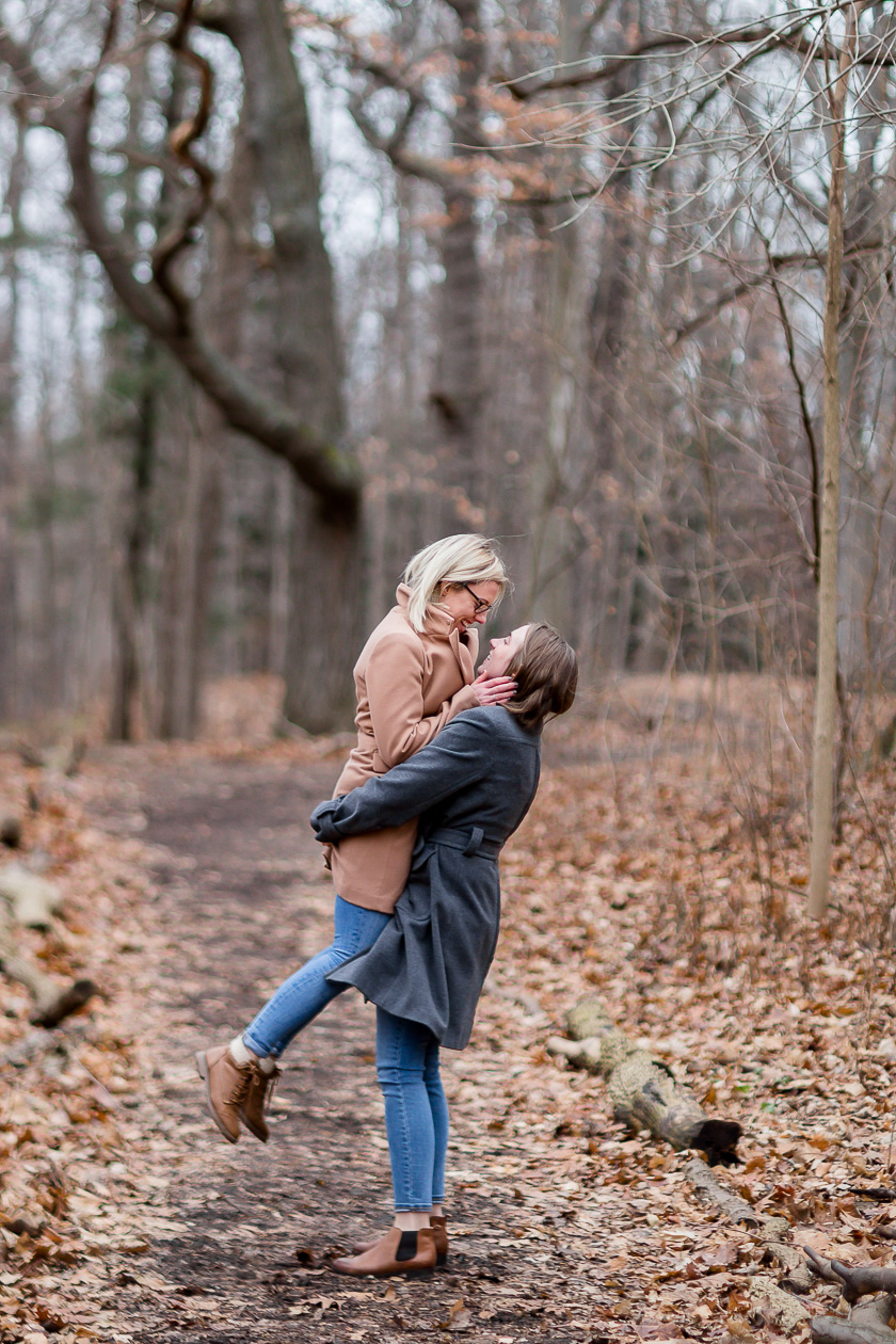 Winter engagement session at Civic Gardens