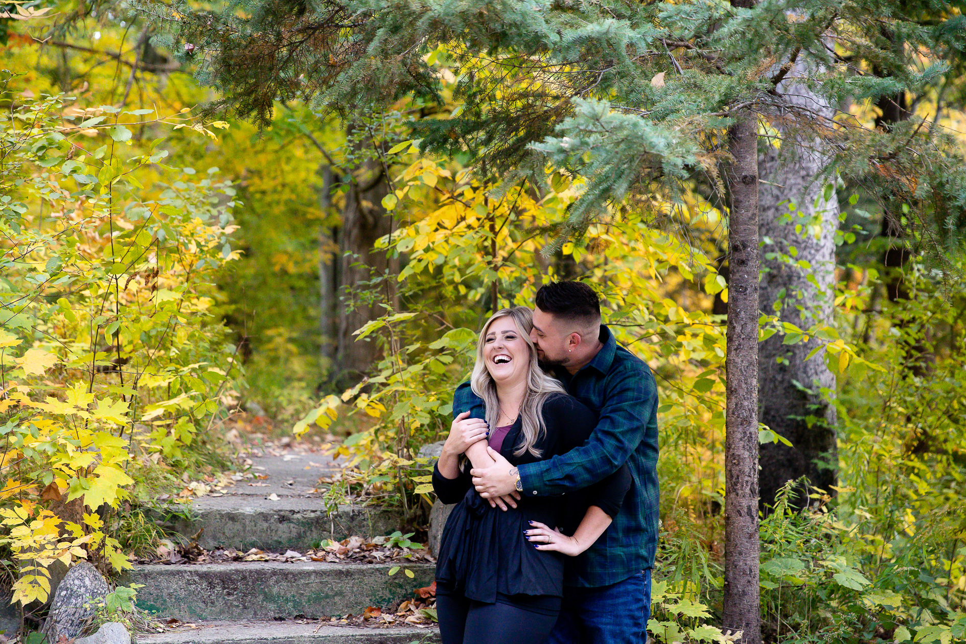 Fall engagement photographer Wonderland Gardens